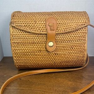 Handmade Woven Rattan Tan Shoulder Bag Crossbody Wicker Purse BOHO